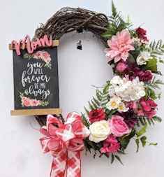 A Mother's Day wreath makes great Mother's Day decor
