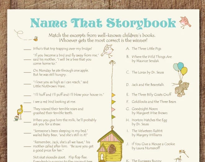 Name That Storybook Baby Shower Game