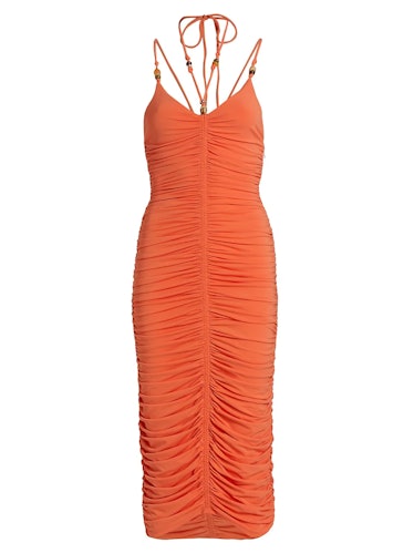 Non-Maternity Dress Brands A.L.C. orange ruched midi dress