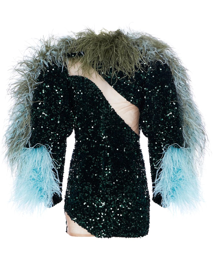 Recreate Tracee Ellis Ross' look with this feather sequin dress from GERMANIER.
