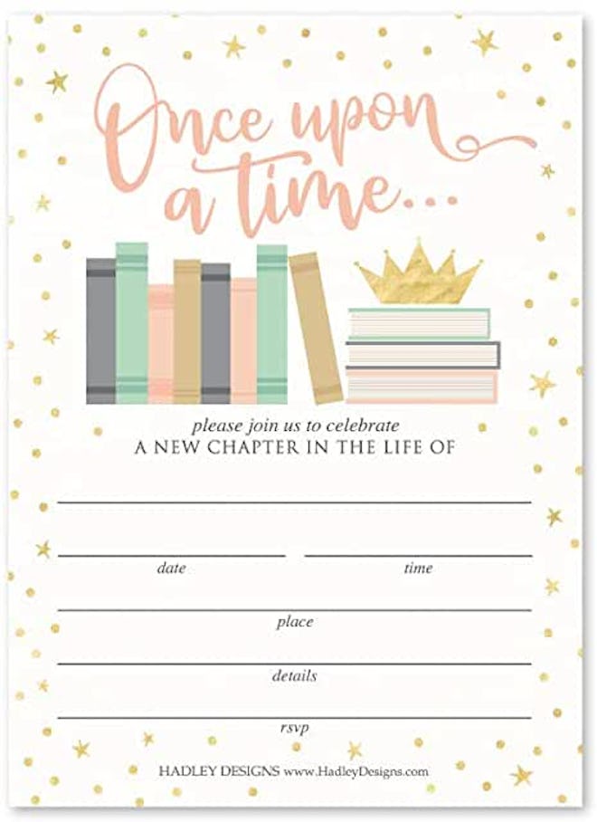 book-themed baby shower invitation