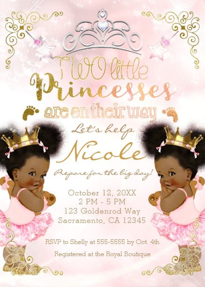 twin princesses baby shower
