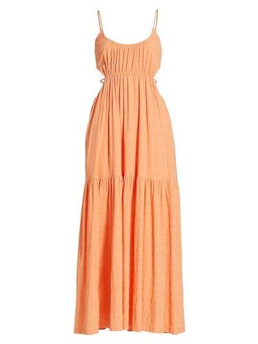 Non-Maternity Dress Brands Jonathan Simkhai orange Lisa Cut Out Tiered Maxi Dress