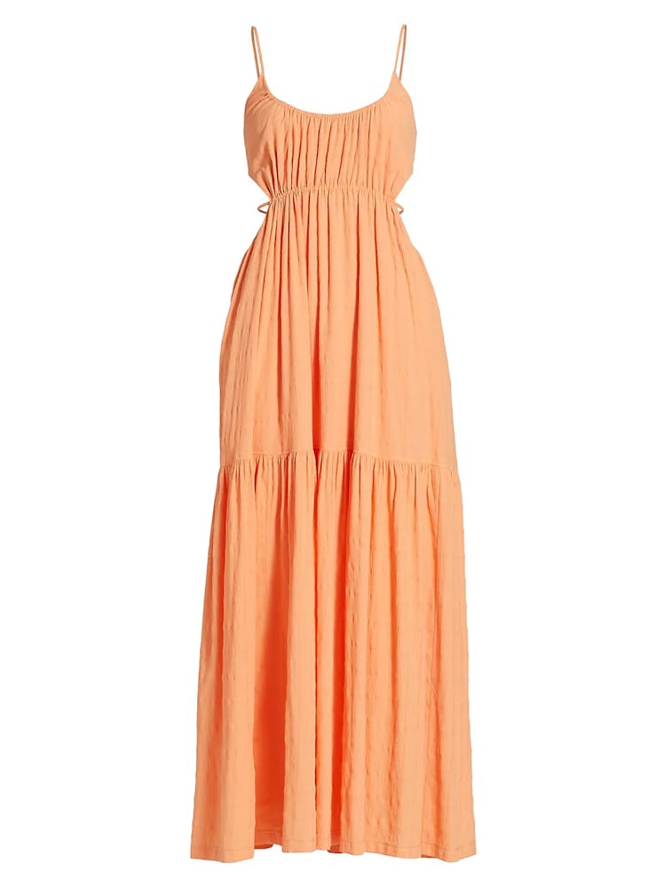 Non-Maternity Dress Brands Jonathan Simkhai orange Lisa Cut Out Tiered Maxi Dress