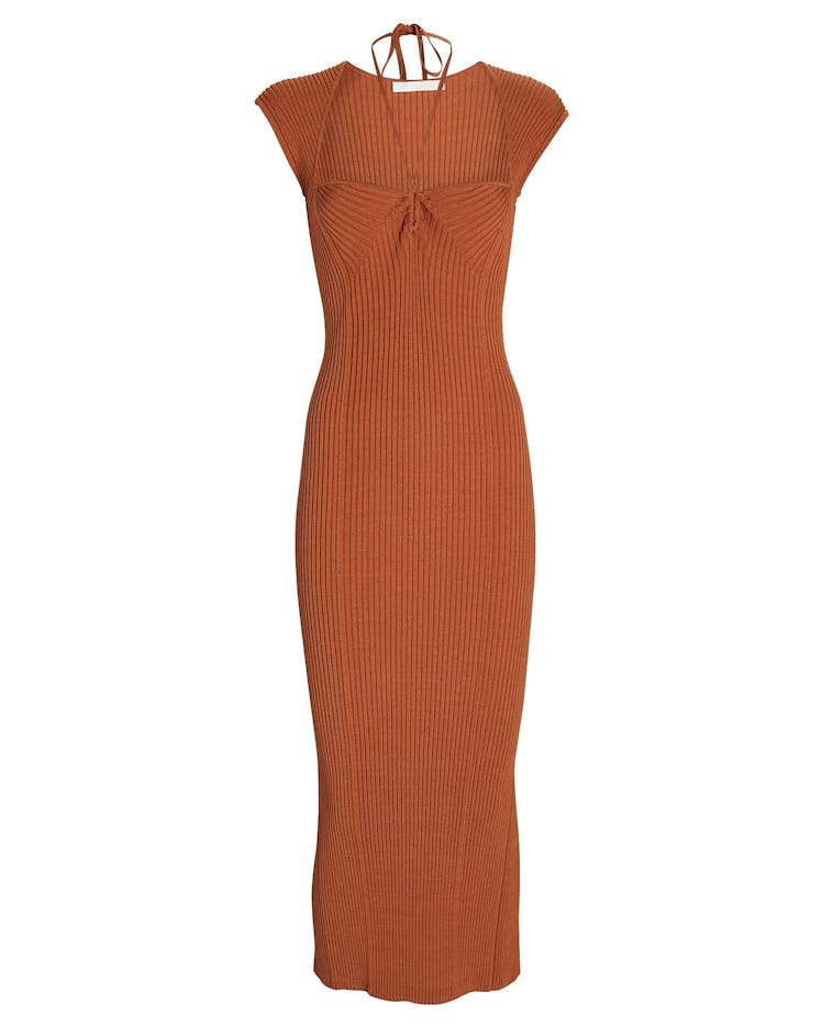Non-Maternity Dress Brands Jonathan Simkhai Florence Ribbed Cap Sleeve Midi Dress