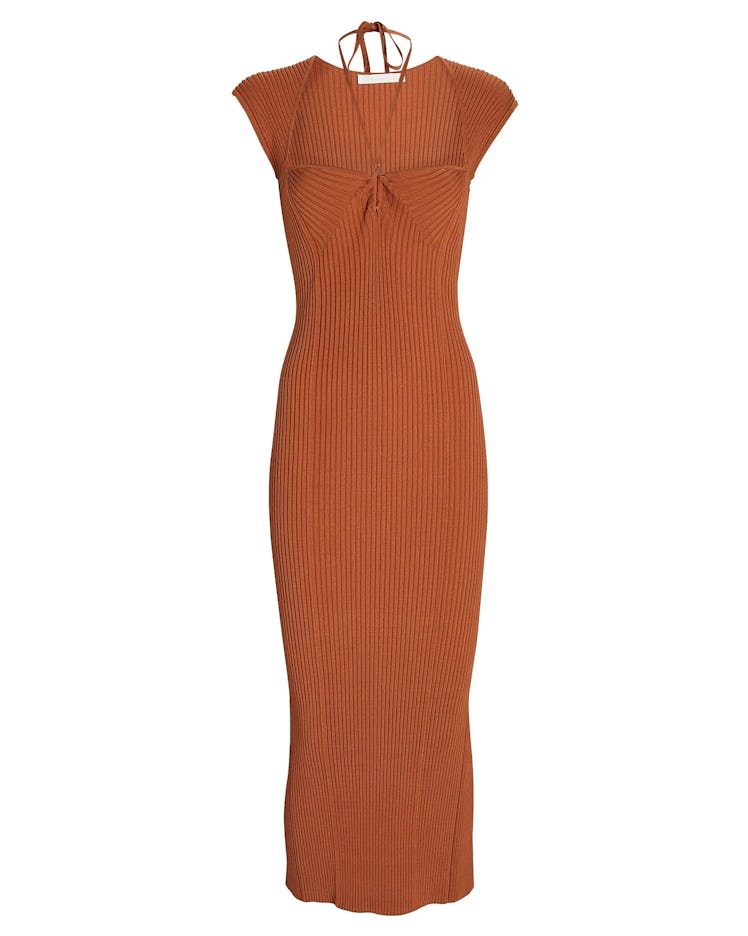 Non-Maternity Dress Brands Jonathan Simkhai Florence Ribbed Cap Sleeve Midi Dress
