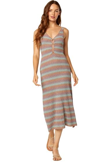 Non-Maternity Dress Brands Misa Los Angeles striped knit midi tank dress