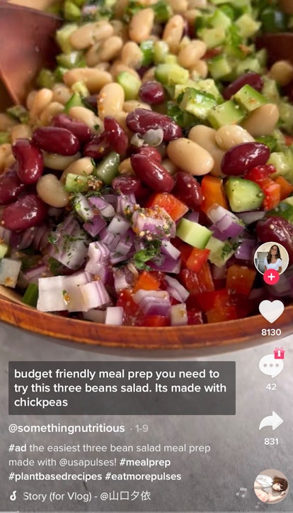A woman shows off a plant-based recipe on TikTok for Earth Day. 