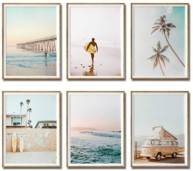 iMagitek Unframed California Coastal Surf Wall Art (Set of 6)