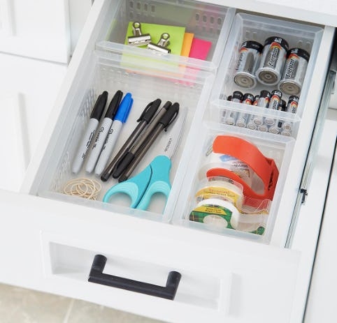 Clear stackable organizer tray for drawers