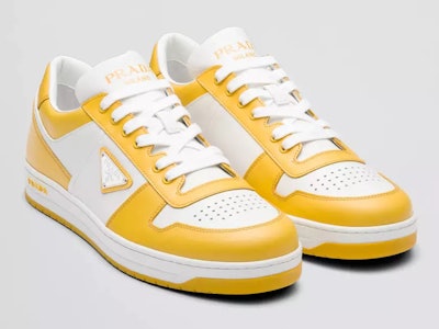 Prada "Downtown" yellow sneaker Nike Air Force 1 lookalike