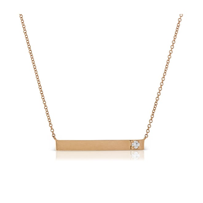 Ikuma Canadian Diamond Bar Necklace In 14K Rose Gold