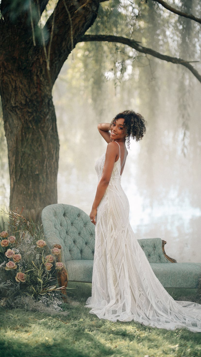 Disney wedding dresses inspired by Princess Tiana include sequins.