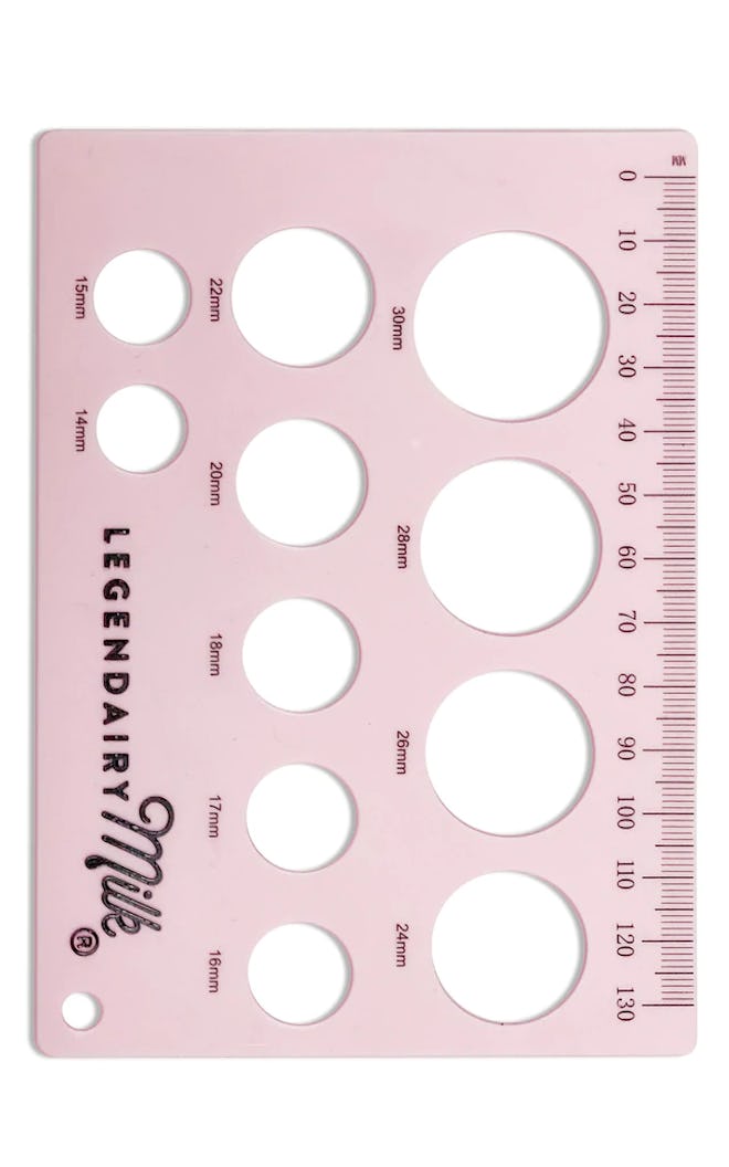pink silicone nipple ruler for pumping