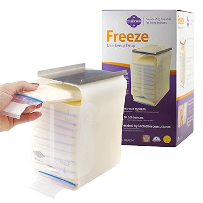 tall freezer organizer to hold breast milk bags for exclusively pumping