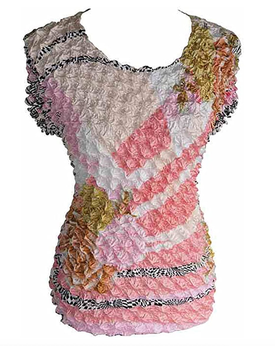 Popcorn Floral Print Blouse Short Sleeve Shirt Top