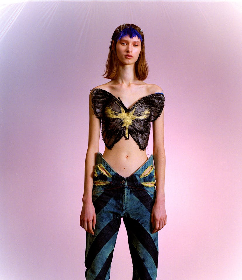 Masha Popova's butterfly top embodies the fashion trend.