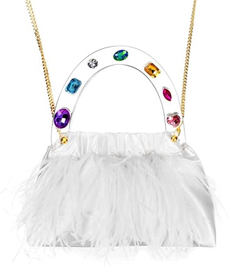 feather handbag for wedding guests