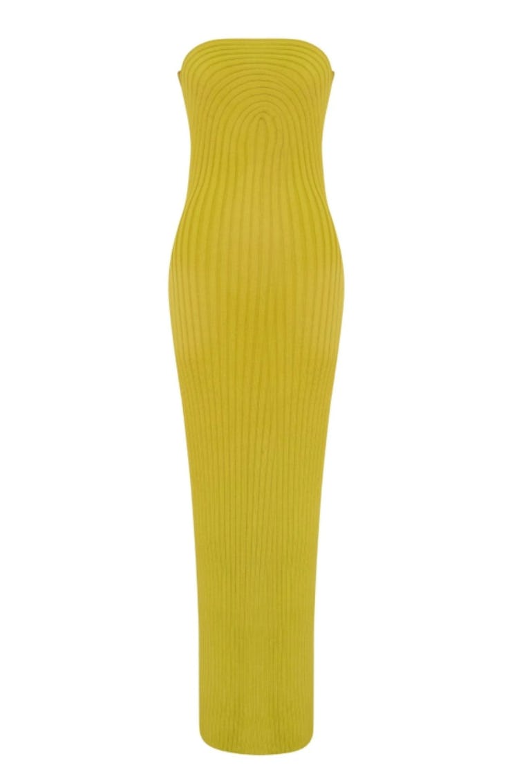 Non-Maternity Dress Brands Hanifa yellow knit strapless tube dress