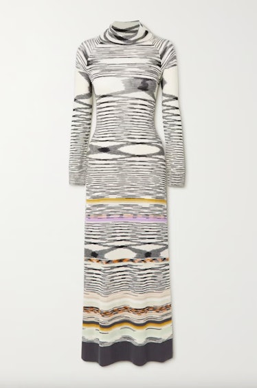 Non-Maternity Dress Brands Missoni Striped Wool Turtleneck Maxi Dress 