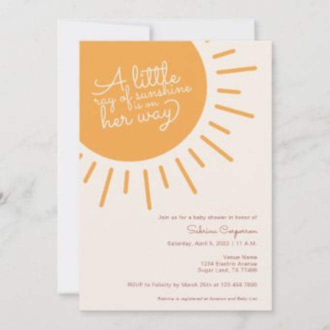 Sunshine invitation that can be customized for a mother's day baby shower