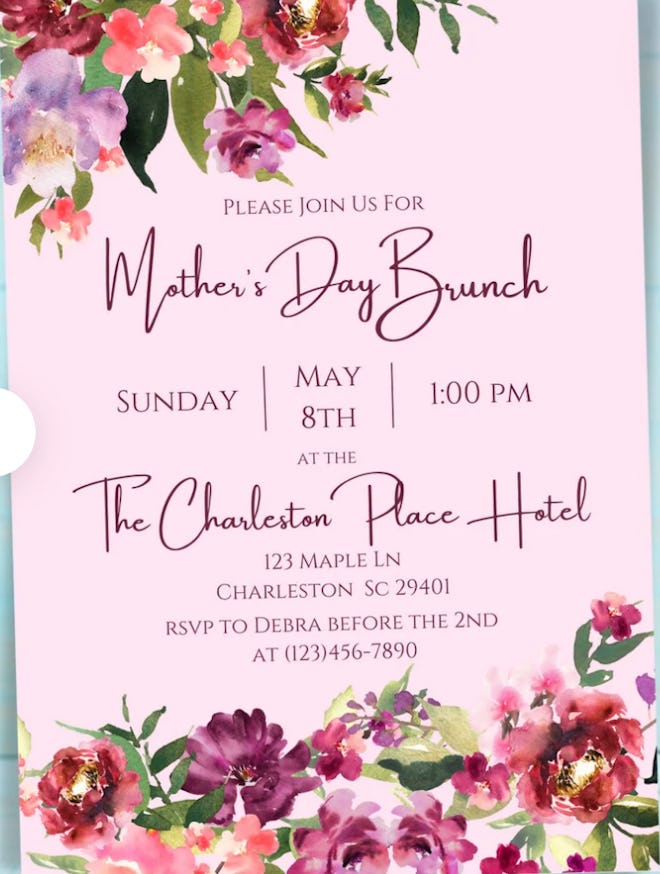 Editable Mother's Day Brunch Invitation Template