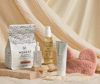 Honest Beauty spa kit with mask, serum, headband, and bath salts