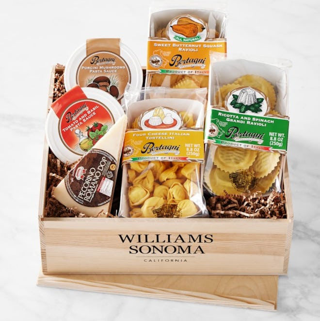 Williams Sonoma gift crate with pasta and sauces
