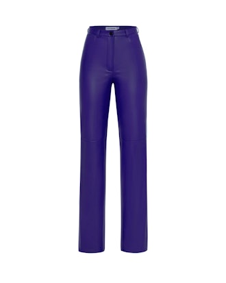 To create a celebrity-approved spring outfit, snag these purple leather pants from CULTNAKED.