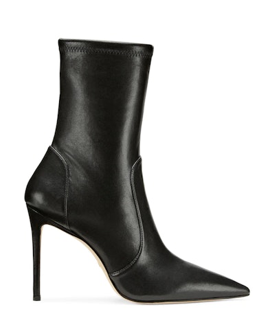 shoes to wear with baggy jeans Stuart Weitzman black pointed ankle bootie