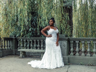 Disney wedding dresses inspired by Tiana include gorgeous floral appliqués.
