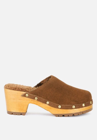 shoes to wear with baggy jeans rag & co tulley tan suede clog mules