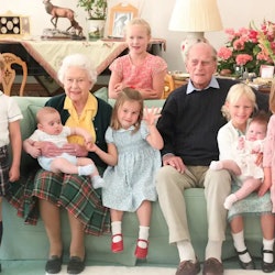 Queen Elizabeth II, her late husband, Philip, and their grandchildren