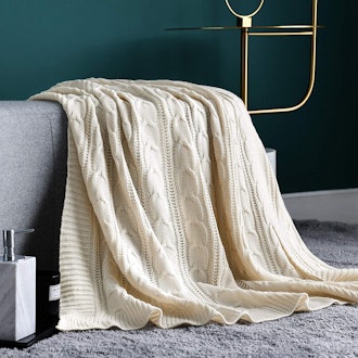 Cableknit Blanket available in 10 colors and two sizes