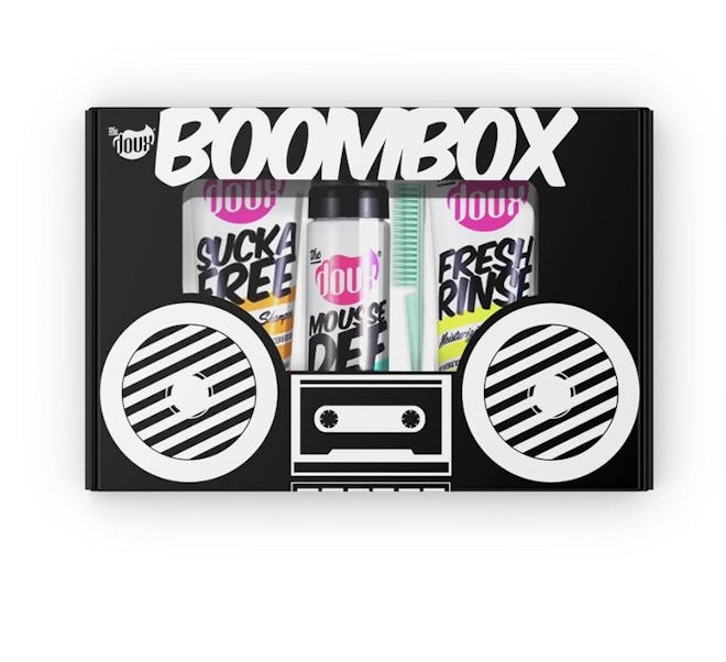 The Doux Boombox hair care set.