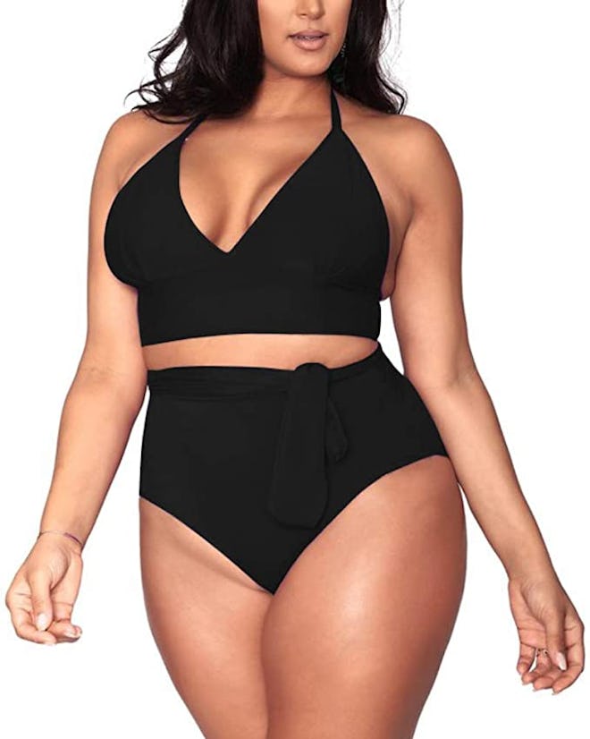 Sovoyontee High-Waisted Halter Swimsuit