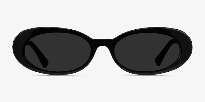 Winona Oval Black Sunglasses