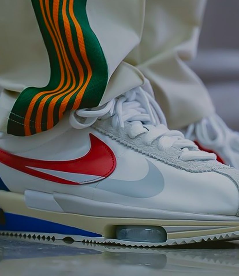 Sacai x Nike Cortez sneakers on-feet