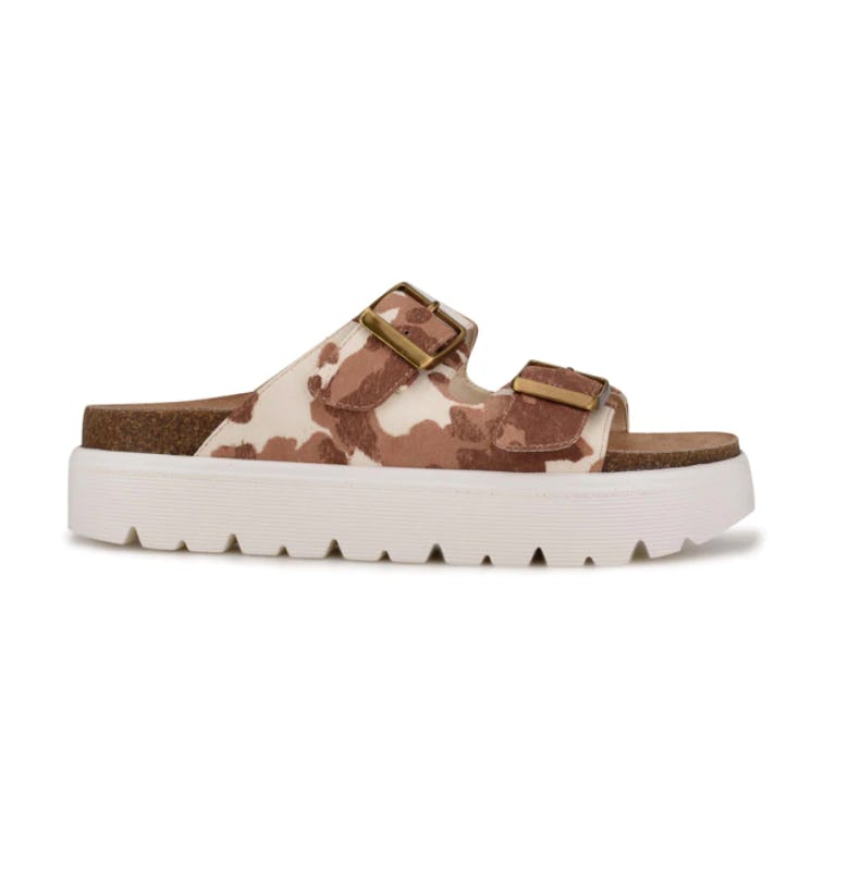 cow print platform sandals