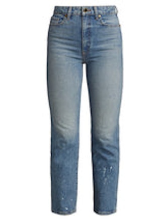 This blue jeans from Khaite will help you recreate a celebrity spring outfit.