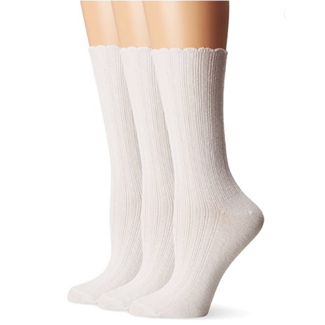 No Nonsense Scallop Pointelle Crew Socks (3-Pack)