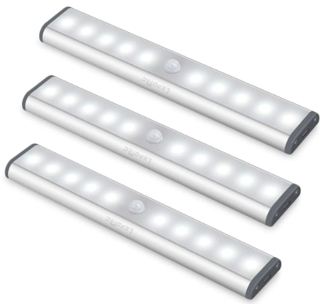 Stick-on LED motion sensor lighting with a rechargeable battery