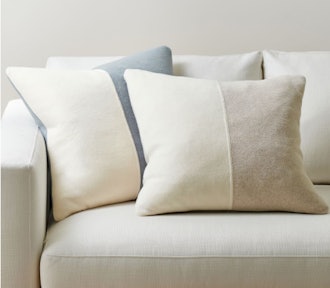 Ivory color block fleece pillows to brighten up your living room