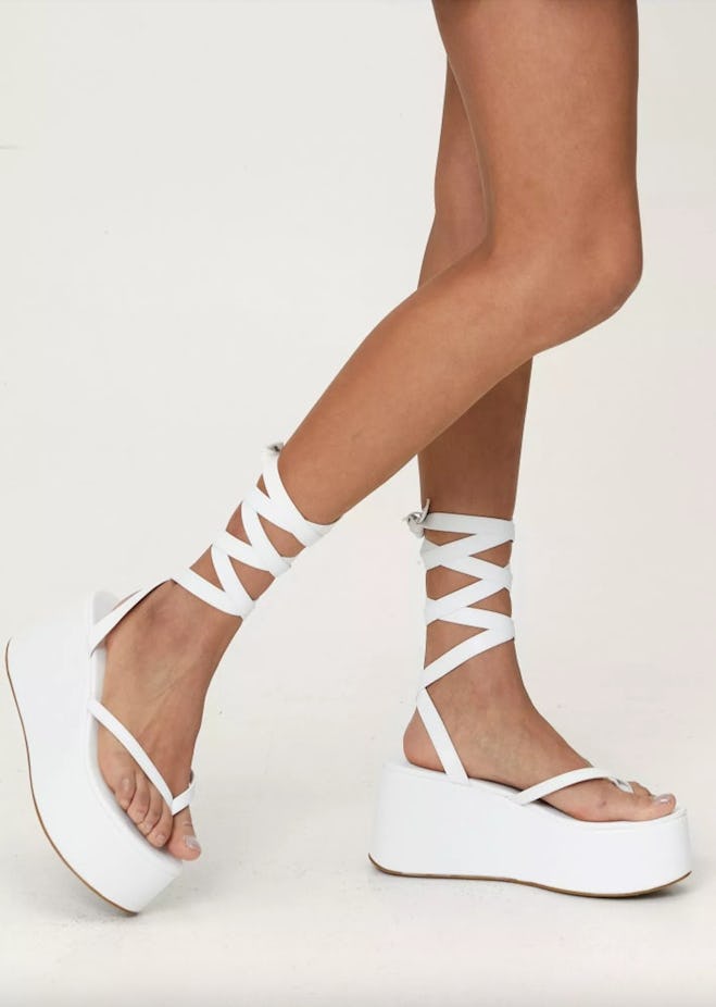 white platform strappy sandals