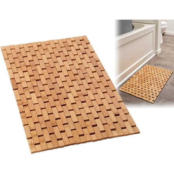 ZPirates Natural Bamboo Wood Bath Mat