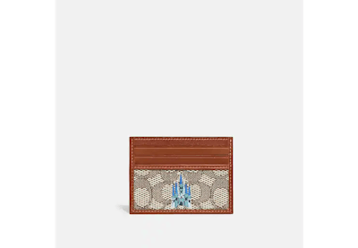 Disney X Coach Card Case In Signature Textile Jacquard With Castle Embroidery mother's day gift