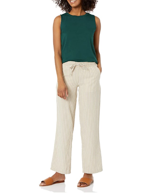 Amazon Essentials Linen Blend Drawstring Wide Leg Pant