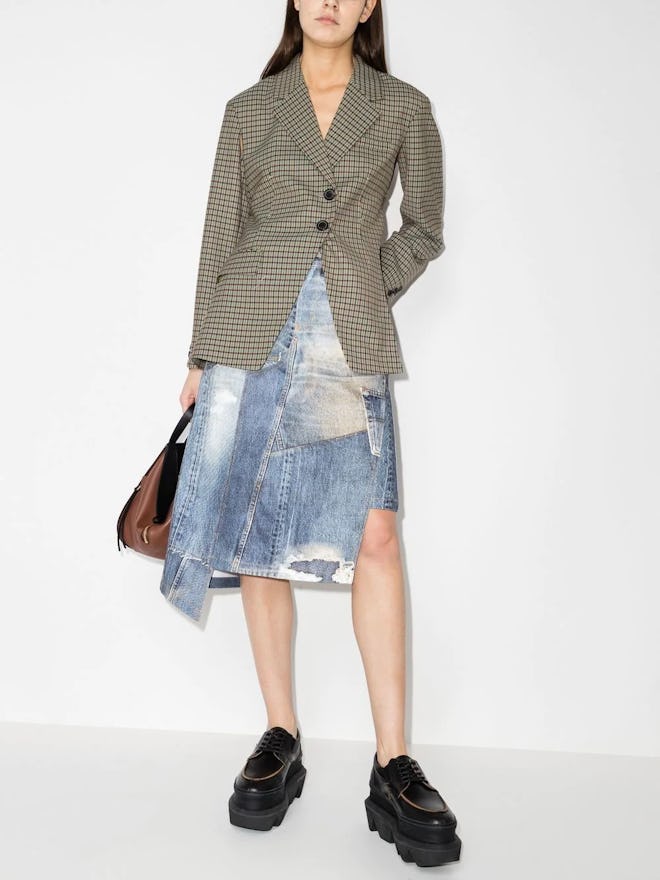 Asymmetric Denim Skirt