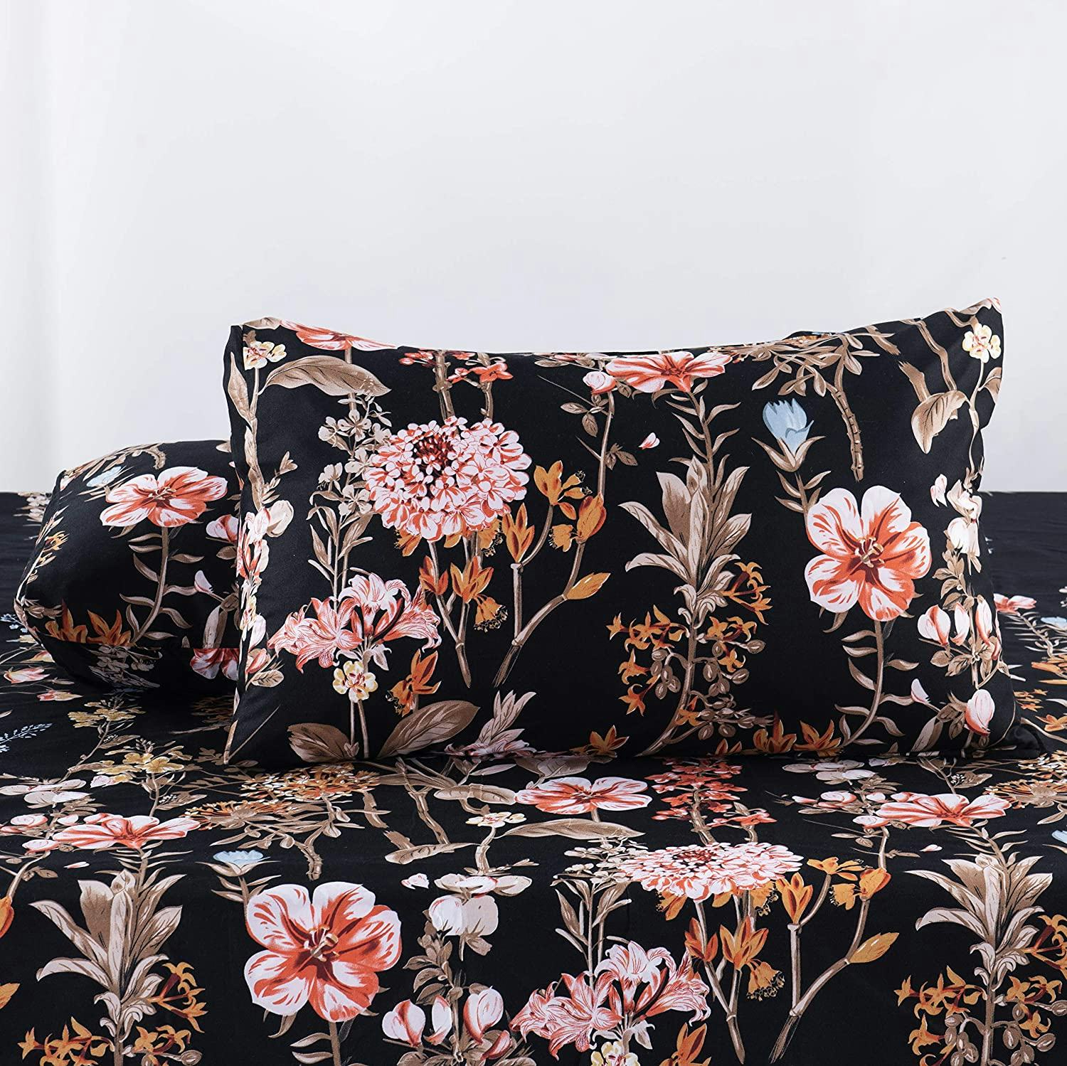 Black Floral Duvet Cover Set to match Regencycore aesthetic