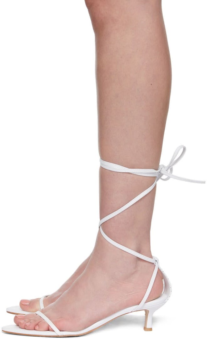 White the VOLON Edition Lace-Up Heeled Sandals